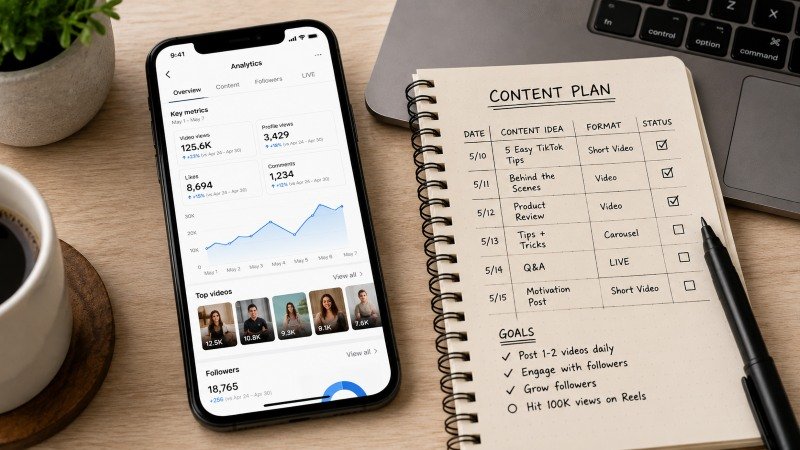 checking TikTok analytics to track earning money on TikTok progress