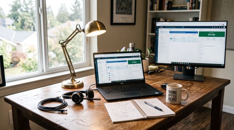 preparing a home office setup before starting a remote customer service job