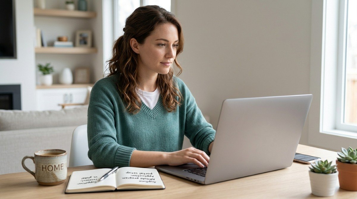 Person searching for online part-time jobs from home