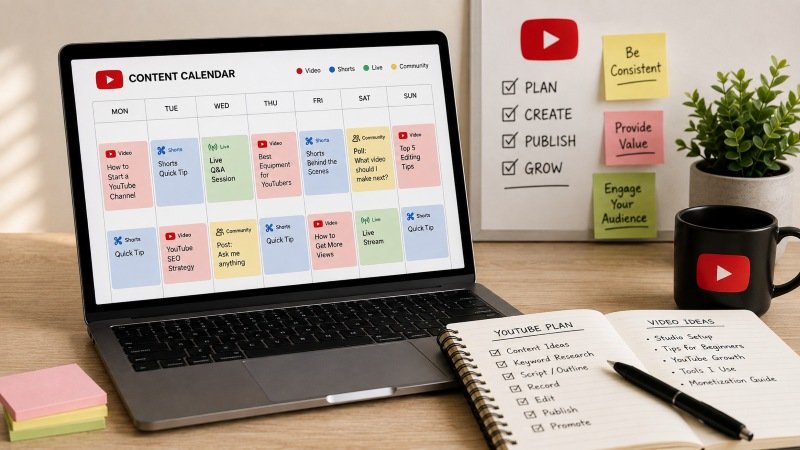 planning a content calendar to earn money on YouTube consistently